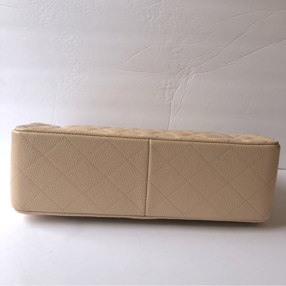 💯 AUTHENTIC CHANEL CAVIAR DOUBLE FLAP BEIGE CLAIR - Picture 12 of 16